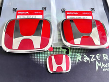 3pcs Front Emblem Rear Steering Red Badge For Honda Civic Sedan Si Se 2016-21 3pcs Front Emblem Rear Steering Red Badge For Honda Civic Sedan Si Se 2016-21