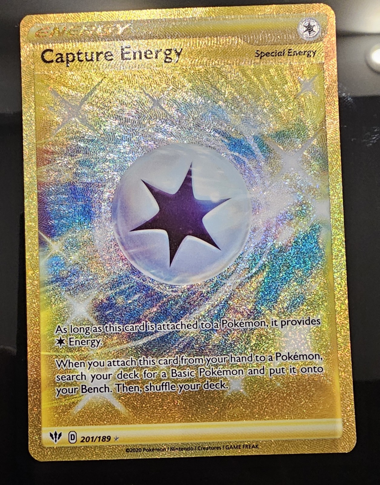 Capture Energy (Secret) Holo Secret Rare SWSH03: Darkness Ablaze 201/189 NM