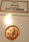 1955 S Lincoln Cent NGC MS 66 RD