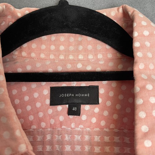Joseph Homme Shirt Mens 48 Pink White Dot Pattern Long Sleeve Button Up Japan - Picture 5 of 7