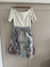 Ted Baker Women's Floral Blue & Pink Cream Top Dress Size 1 UK 8