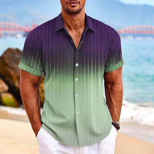 Casual Shirt Tunic Blouse Tops Shirtcasual Button-Up Beach Men ~ - Picture 5 of 17