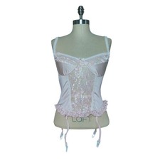 Vintage Avon Pink Satin Lace Bustier Garter Corset Lingerie Coquette USA M-34