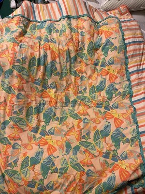 The Matilda Jane Butterfly Garden Throw Blanket Reversible Butterfly And Strips.