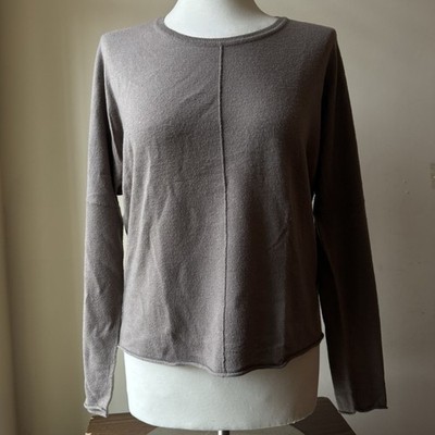 OSKA Top Women Size 2 Medium Taupe Wool Long Sleeve Minimalist Crewneck Pullover