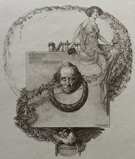 Jugendstil-Heliogravure Ex Libris Franz von Bayros Dr. Otto Kahn Goethe Kant
