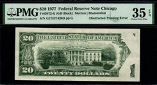 Obstructed Printing ERROR $20 1977 PMG CHOICE VF 35 EPQ Federal Reserve Note!