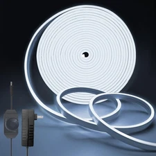 32.8ft Neon Rope Lights, Cool White Dimmable LED Rope Lights, Cuttable Waterp...