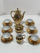 ST Bavaria Germany Gold Gilded Sugar Creamer + 6 RW Cup W Plate