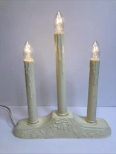 Vintage Candelabra 3 Light Window Electric Candolier  Plastic Drip Christmas