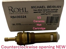 Rohl R9400324 1/2" Ceramic Hot Cartridge Assembly  Counterclockwise Opening NOS