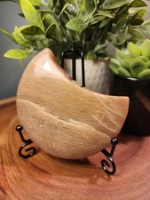 Peach Moonstone Moon Carving