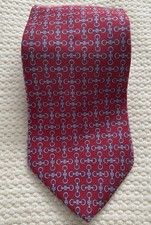 Brooks Brothers MAKERS All Silk Tie Red/Blue Chain Graphic Print