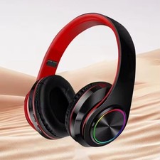 Bluetooth Wireless Foldable Over-Ear Headphones Black/Red, 8-10hr Playback