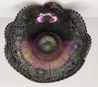 Vintage Imperial Carnival Glass 9.5" Bowl Dark Amethyst Purple Iridescent