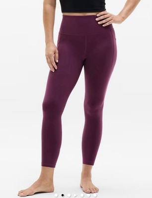 Athleta Salutation Stash Pocket Tight Extra Small XS Maroon Pink Mesh