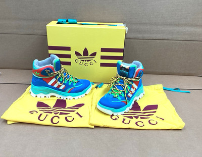GUCCI BOOTIES ADIDAS X SNEAKERS HYBRID TREFOIL LOGO LACE-UP BOOTS SIZE EU.39