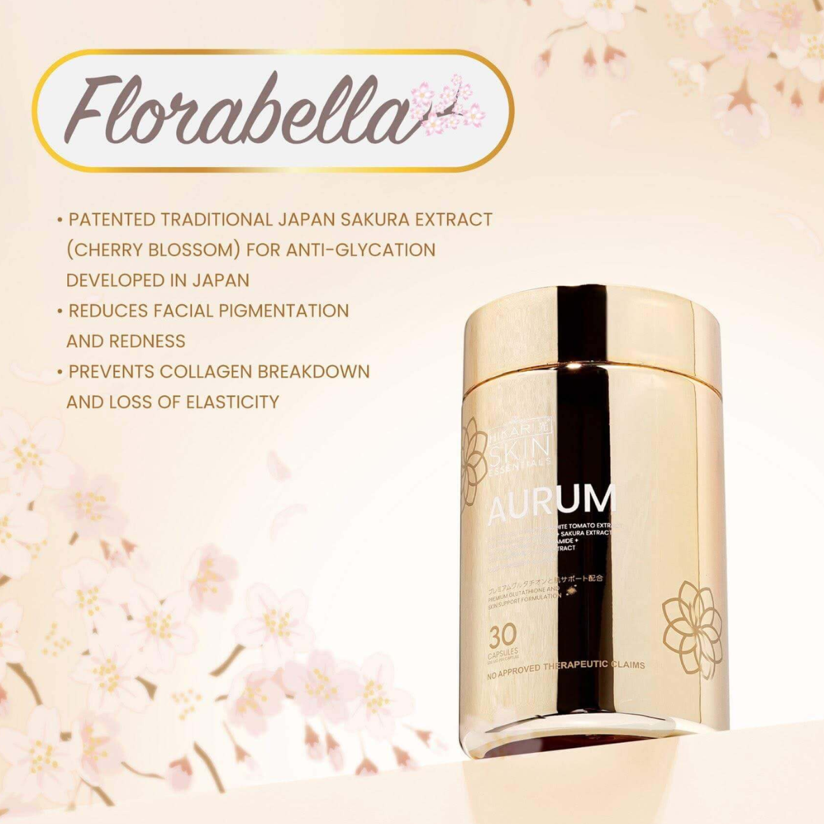 best glutathione supplement in japan Hikari Aurum S-Acetyl Glutathione Supplement | Sakura & Ceramide Blend | 30  Caps