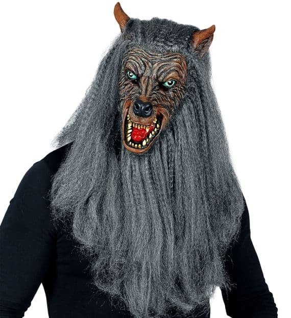 Halloween Werewolf Full Head Mask with Fur Scary Fancy Dress Mask