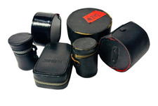 Lot of 6 Vintage Black Camera Accessory Cases   Film  Lens Pouches