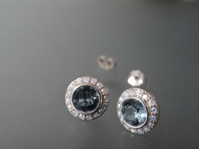 Sterling Silver crystal earrings set 1.7g signed FD 925 CN
