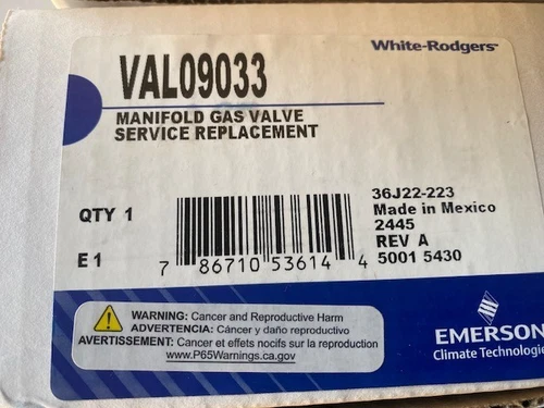 Gas Valve 24V Natural, VAL09033