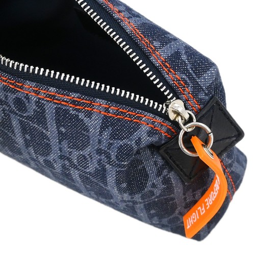 Christian Dior Navy Canvas Flight Trotter Cosmetic Pouch Bag CM1006 166055 - Picture 5 of 7