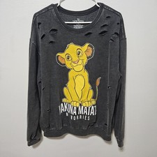 Disney The Lion King Crew Neck SIZE 2X Hakuna Matata Sweatshirt Simba Distressed