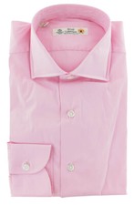Luigi Borrelli Pink Solid Cotton Blend Shirt - Slim - 295