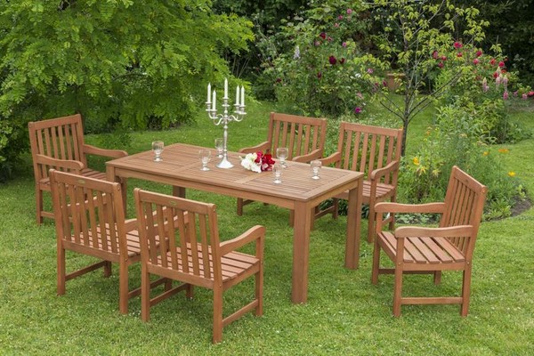 Merxx GartenmöBel-Set Santos 7-Teilig, Tisch 170 X 90 X 74 Cm Eukalyptus Braun-image