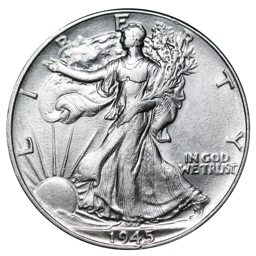 1945 Walking Liberty SILVER Half Dollar In AU Condition