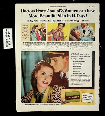 1944 Beautiful Skin Palmolive Skin Vintage Print Ad 18298