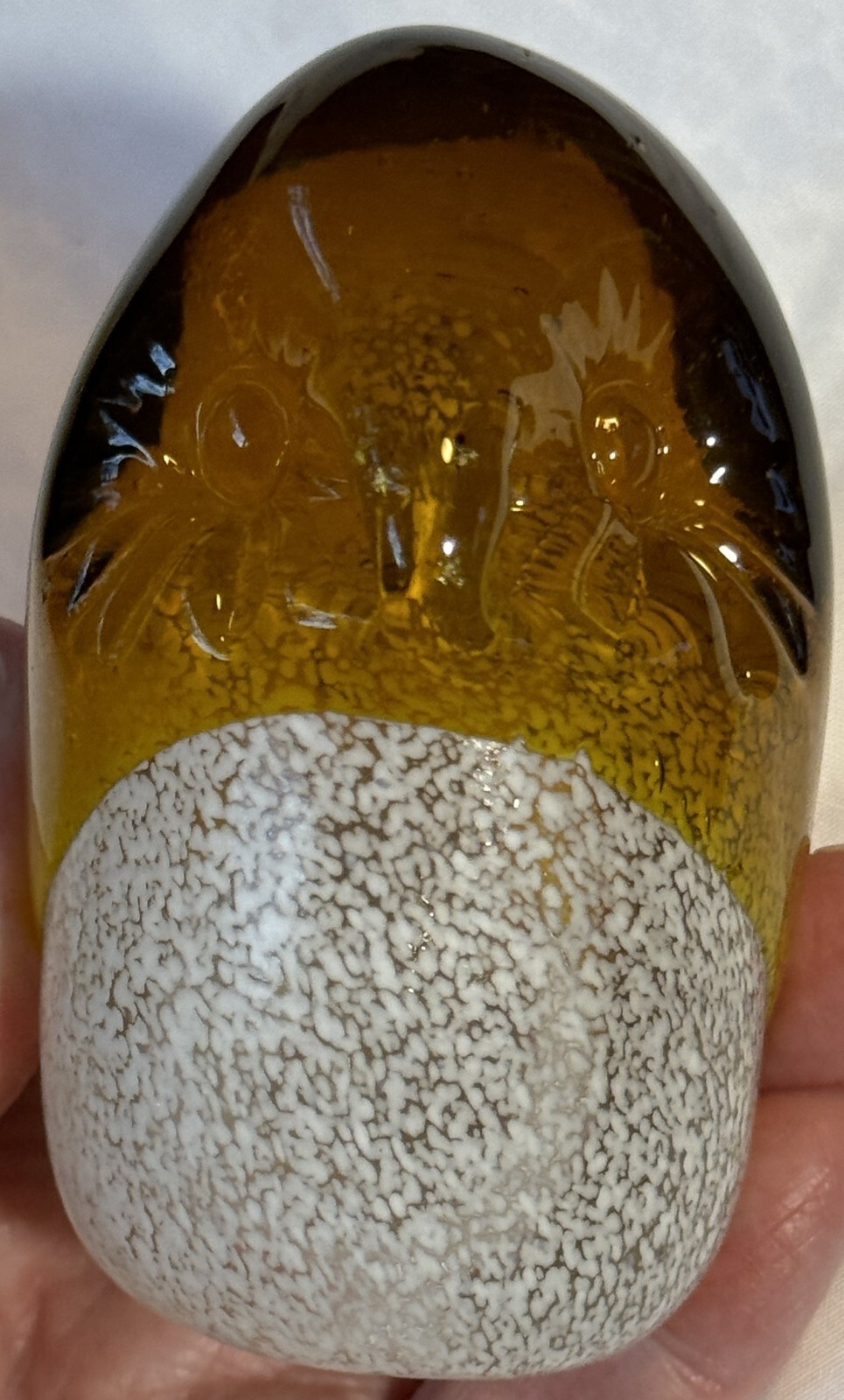 Danish Modern Small Art Glass Owl Two Tone Paperweight / Figurine eBay