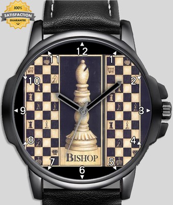 Schachspieler Schachmann Bishop Neuheit Kunst einzigartige Armbanduhr SCHNELL UK