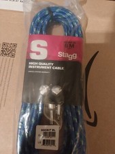 Stagg 6 m blau geflochtenes Gitarrenkabel Leitung 1/4" 6 35 mm Stecker Neu in Verpackung