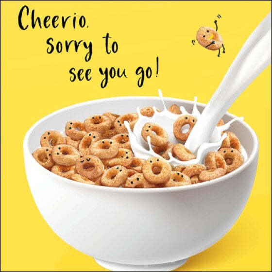 Cheerio Sorry To See You Go Cereal Greeting Card - Woodmansterne Scream Range