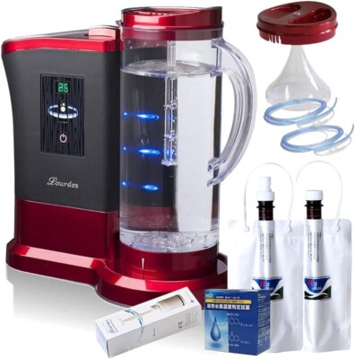 Lourdes Premium Hydrogen Water Generator Set Cartridge & Vacuum Container Red JP