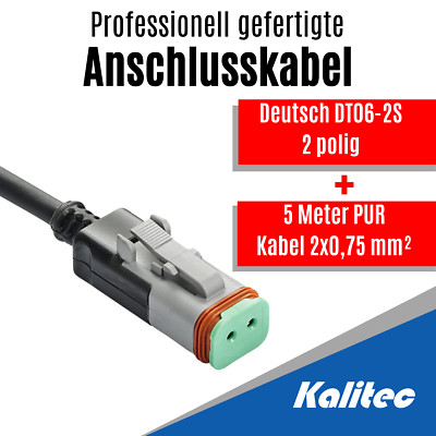 Kalitec Deutsch DT06-2S Buchse 2 polig mit 5 m PUR Kabel 2x0,75 konfektioniert