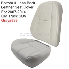 For 2007-2014 Chevy Silverado Driver Bottom & Lean Back Leather Seat Cover Gray