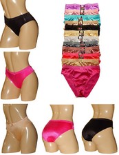 6 pk SILKY SATIN SMOOTH HI WAISTED HI CUT PANTIES PANTY BIKINIS BRIEF S-XL