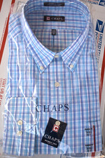 CHAPS Classic Fit Dress Shirt Blue/Purple Plaid 18-18 1/2 36/37 NWT Wrinkle Free