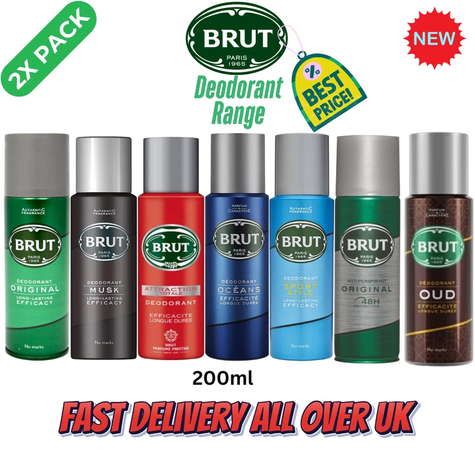 BRUT Deodorant Collection Oceans, Musk, Oud, Original, Sport Style, Totale 200ml