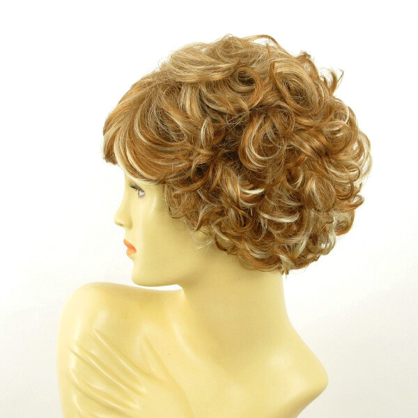 Perruque courte bouclée blond cuivré méché blond clair Mathilde F27613 - 3