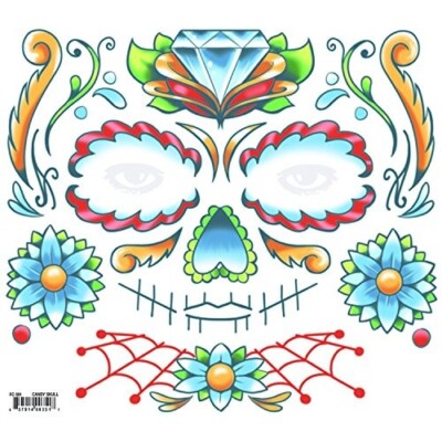 Tnnsley Transfer Face Tattoo Candy Skull