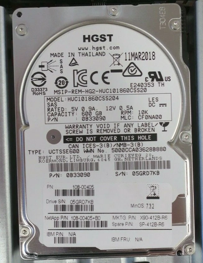Netapp 600GB 10K 2.5" SAS Hard Drive HDD In 3.5" Caddy SP-412B-R6 X90-412B-R6 - Image 3 of 4