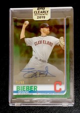 Shane Bieber 2019 Topps Clearly Authentic Auto Green Refractor #CAA-SB #71/99