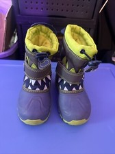 Cat and Jack Thermolite Toddler Boys Blue And Green Monster Snow Boots Size 9