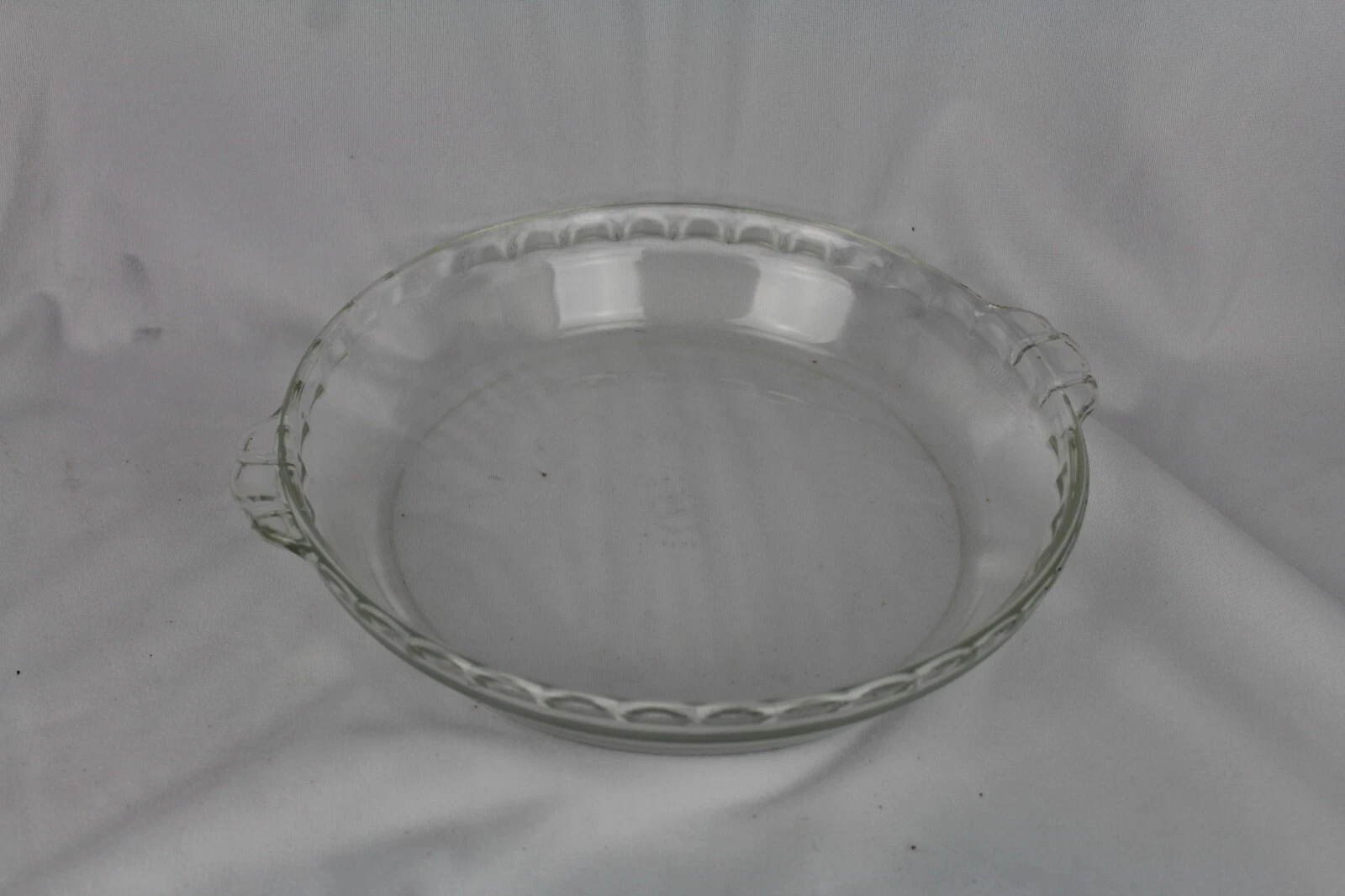 Vintage #229 Pyrex Deep Dish 10” Clear Scalloped Edge Handles Pie Baking Dish