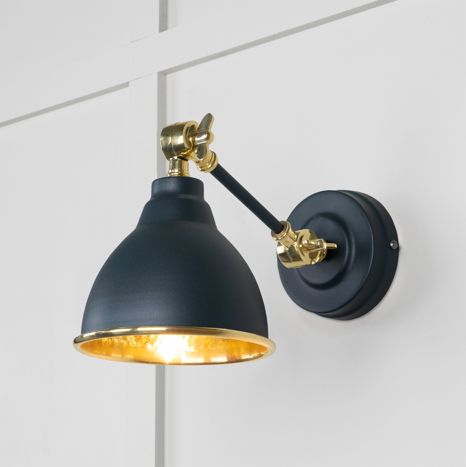 From The Anvil 49719SSO Hammered Brass Brindley Wall Light in Soot