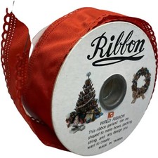 Vintage Roll Wired Christmas Ribbon 10 Yards Red 610447 Taiwan